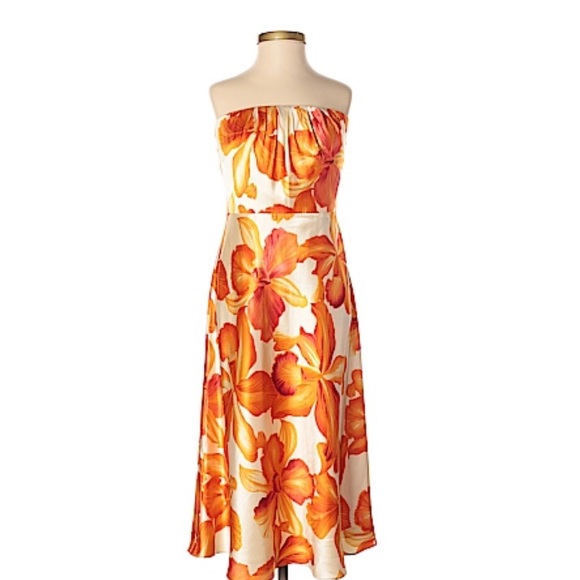 Banana Republic Dresses & Skirts - Banana Republic Orange Silk Tropical Floral Dress